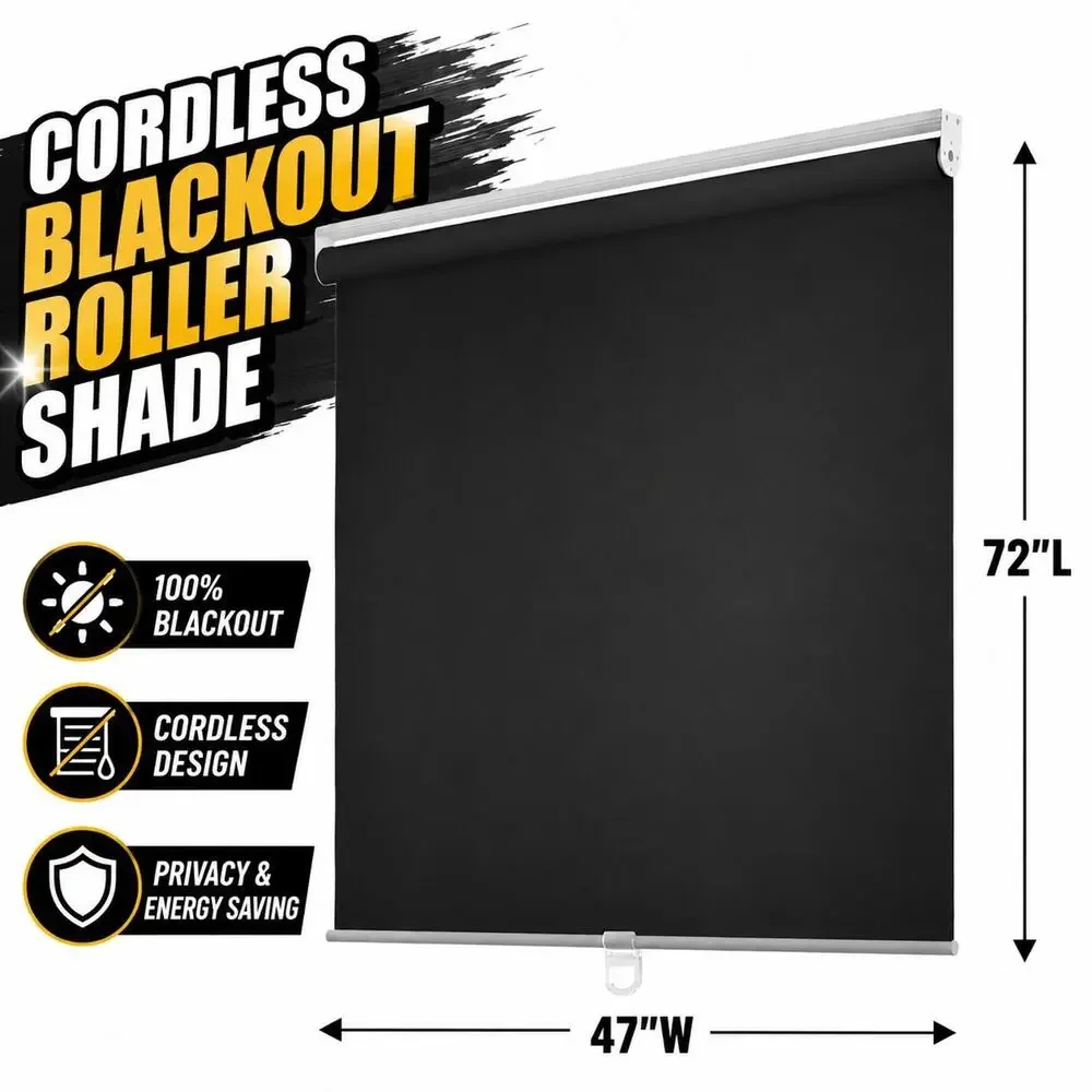 Blackout Roller Blinds, Cordless Thermal Shades, 47